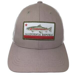 RepYourWater Trucker Hat Brown White OS California Republic Trout Mesh Patch